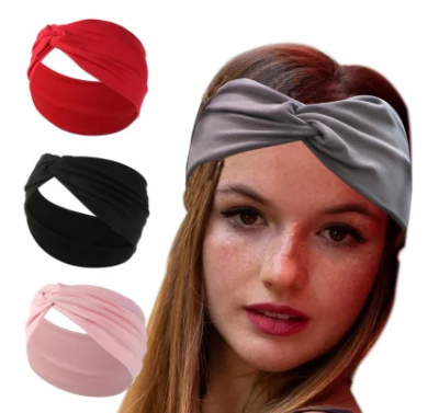 Faixa elástica feminina moda cor pura simples casual acessórios de cabelo faixa de cabeça