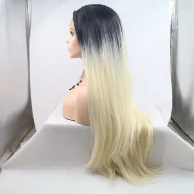 Grampo natural invisível sintético barato longo Kinky reto na extensão do cabelo meia peruca