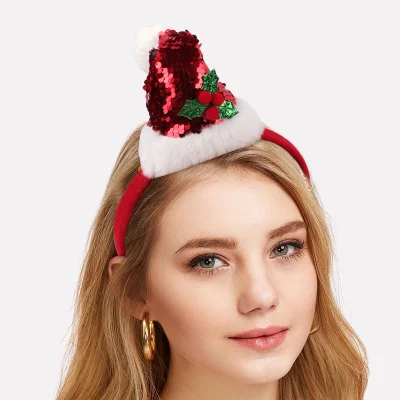 Nova bola de cabelo de natal bonito chapéu de natal acessórios para o cabelo argola festa de férias bandana